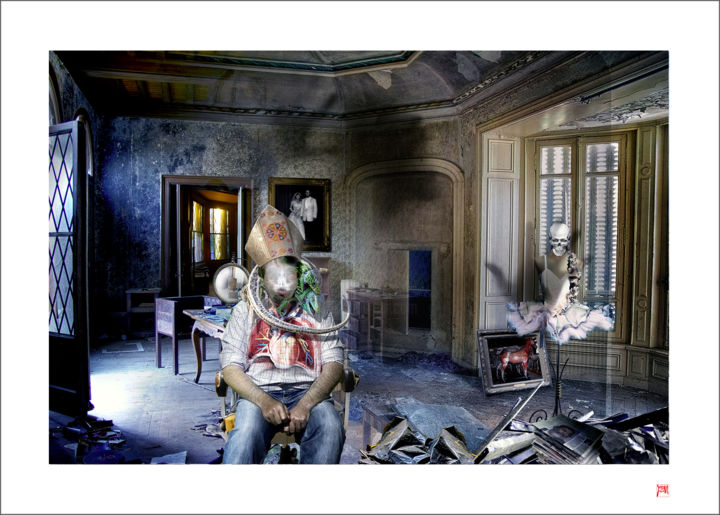 Photography titled "L'évêque, la danseu…" by Lionel Morateur, Original Art, Manipulated Photography Mounted on Aluminium
