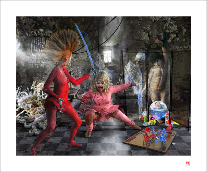 Digital Arts titled "Hansel et Gretel" by Lionel Morateur, Original Art, Photo Montage Mounted on Aluminium