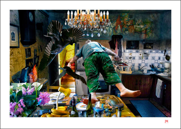 Photography titled "Les corbeaux volent…" by Lionel Morateur, Original Art, Manipulated Photography Mounted on Aluminium