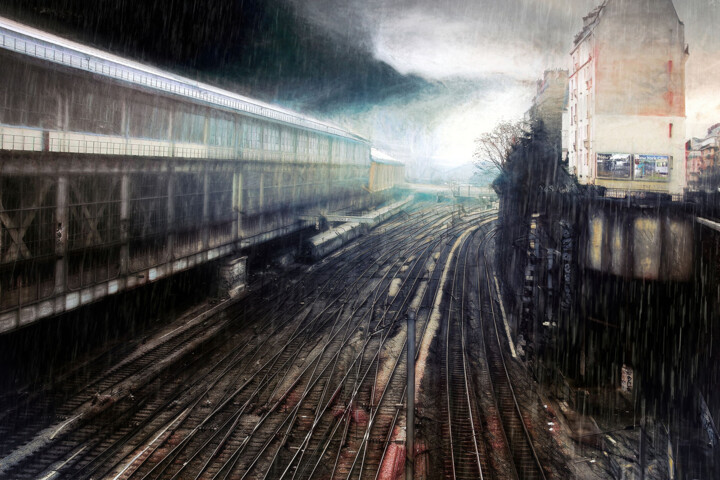Digitale Kunst getiteld "Rails" door Lionel Morateur, Origineel Kunstwerk, Digitaal Schilderwerk