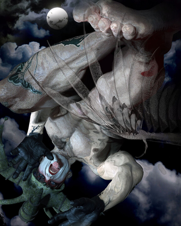 Digitale Kunst mit dem Titel "La chute d'Icare II" von Lionel Morateur, Original-Kunstwerk, Manipulierte Fotografie