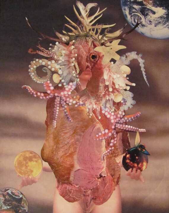 Collages intitulée "La Mort Rêve" par Lioncaresse, Œuvre d'art originale
