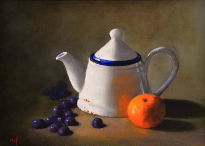 Картина под названием "Mandarine et prunel…" - Lionel Crotet (nel), Подлинное произведение искусства, Масло