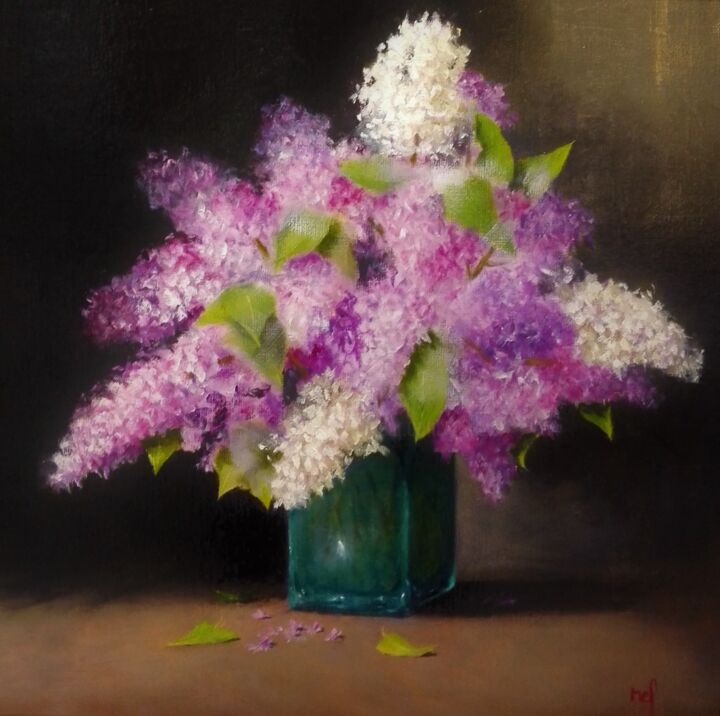Painting titled "Lilas." by Lionel Crotet (nel), Original Artwork, Oil