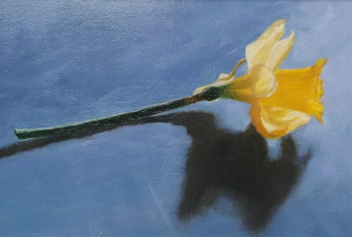 Painting titled "Daffodil flower." by Lionel Crotet (nel), Original Artwork, Oil