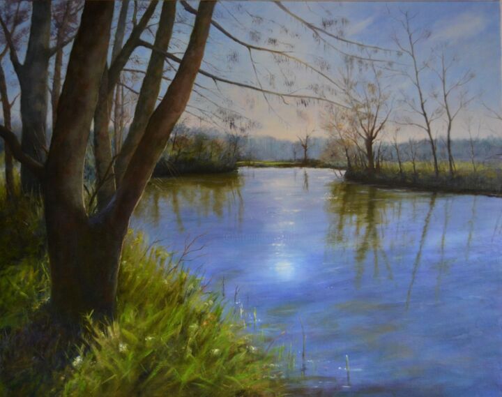 Painting titled "The river !" by Lionel Crotet (nel), Original Artwork, Oil