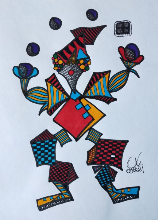 Drawing titled "CLOWN" by Lionel Hosxe, Original Artwork, Marker