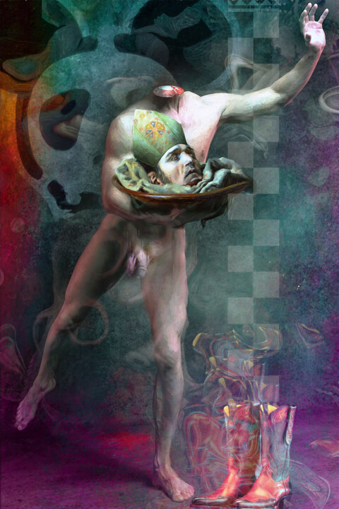 Digital Arts titled "Denis Céphalophore" by Lionel Morateur, Original Artwork, Digital Painting