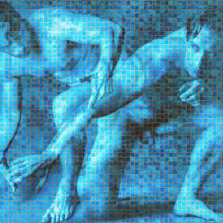Fotografía titulada "Nu à la mosaique" por Lionel Morateur, Obra de arte original, Fotografía digital