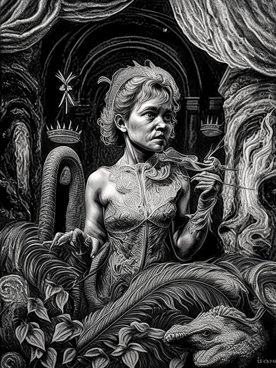 Printmaking titled "Griselda du "Dragon…" by Lionel Morateur, Original Artwork, Digital Print
