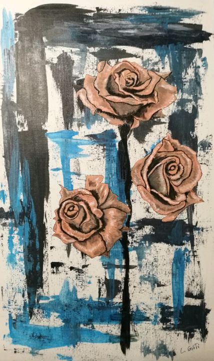 Pintura intitulada "Roses" por Lionel Griffi, Obras de arte originais, Acrílico