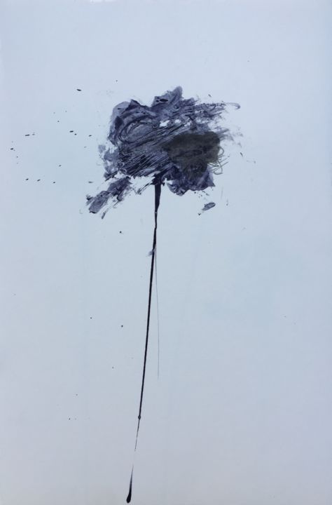 Peinture intitulée "Fleur gris de Payne…" par Lionel Lesire, Œuvre d'art originale, Encre