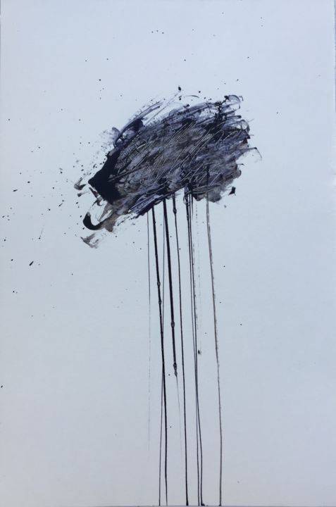 Peinture intitulée "Meditation/ gris" par Lionel Lesire, Œuvre d'art originale, Encre