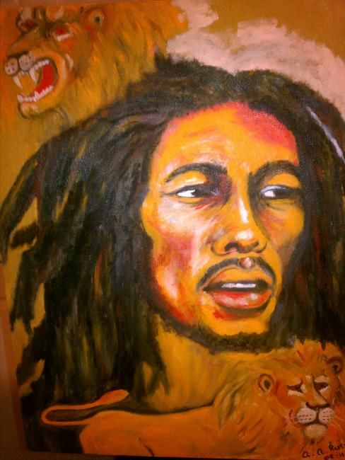 Painting titled "The King of Reggae" by Caudia Russell, Original Artwork