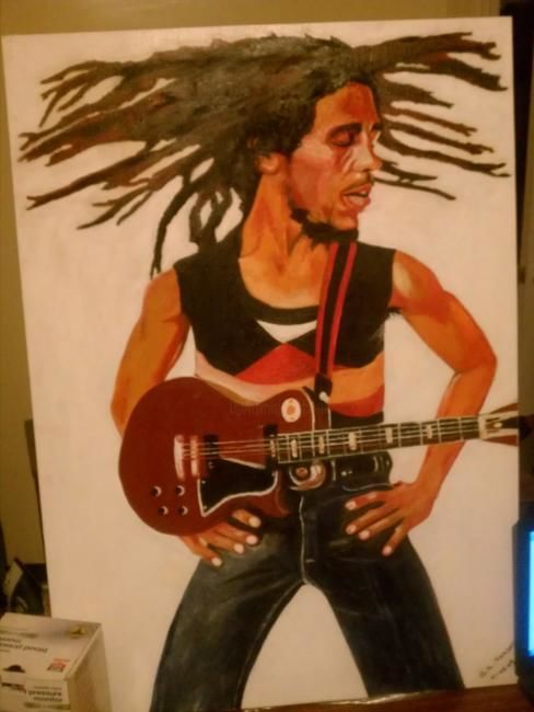 Painting titled "Bob Marely" by Caudia Russell, Original Artwork