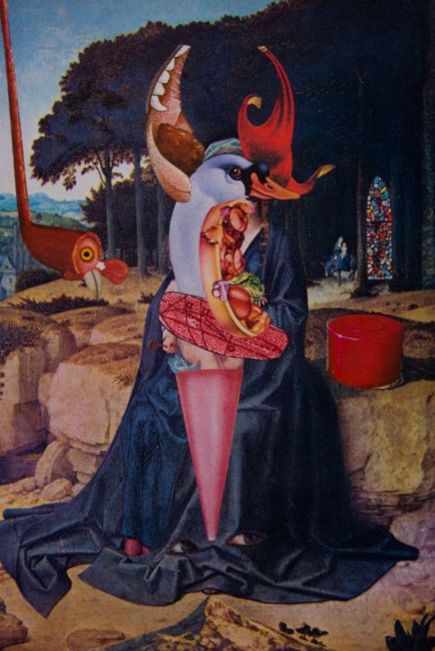 Colagens intitulada "La Bête en Marge du…" por Lioncaresse, Obras de arte originais,