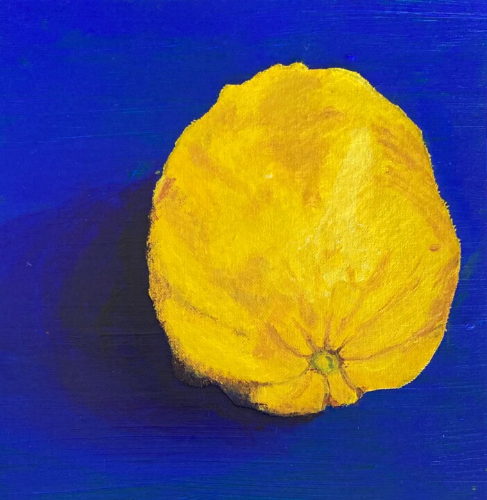 Painting titled "Found Lemon" by Lisa Trevino, Original Artwork, Acrylic