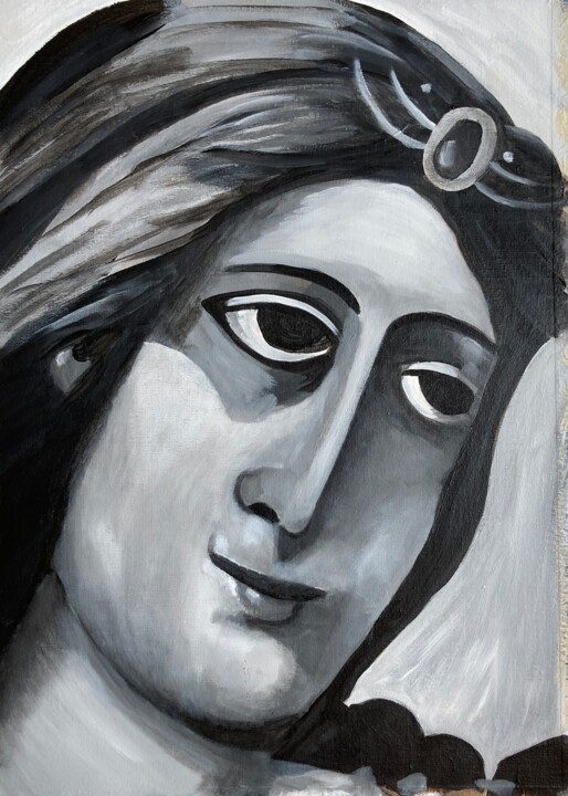 Painting titled "Woman in Tiara" by Lisa Trevino, Original Artwork, Acrylic