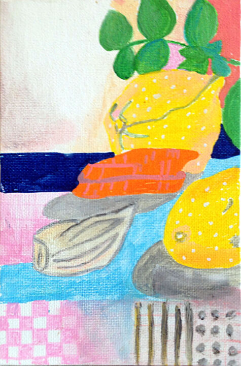 Peinture intitulée "Citron carotte" par Lisa Dmitrievna, Œuvre d'art originale, Acrylique