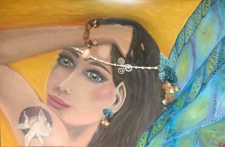 "Fairy queen" başlıklı Tablo Lisa Peters tarafından, Orijinal sanat, Petrol Ahşap Sedye çerçevesi üzerine monte edilmiş