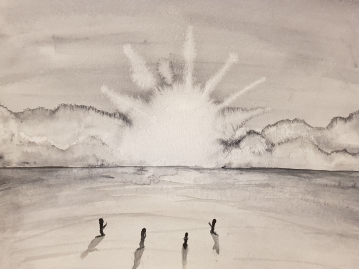 Painting titled "Sun Worshipper" by Elisabeth Reschke, Original Art, Watercolor