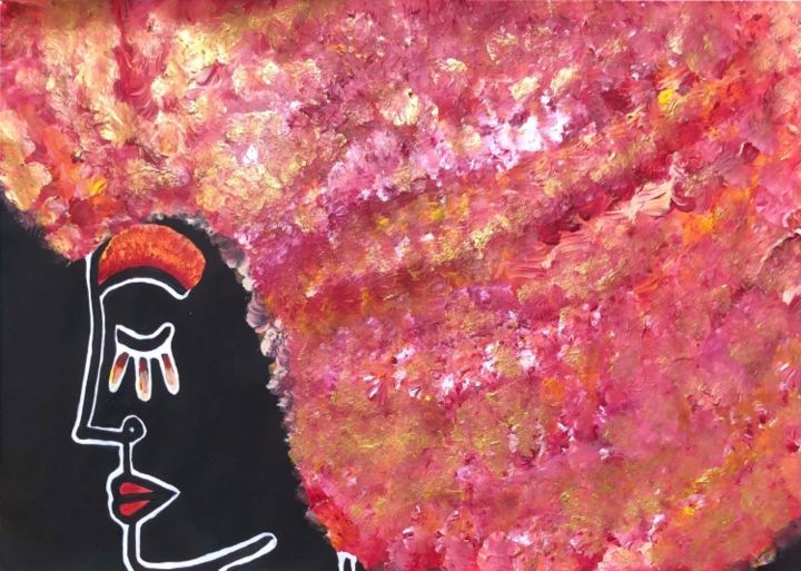 Peinture intitulée "Chevelure enchantée" par Lisa Thomson, Œuvre d'art originale, Acrylique