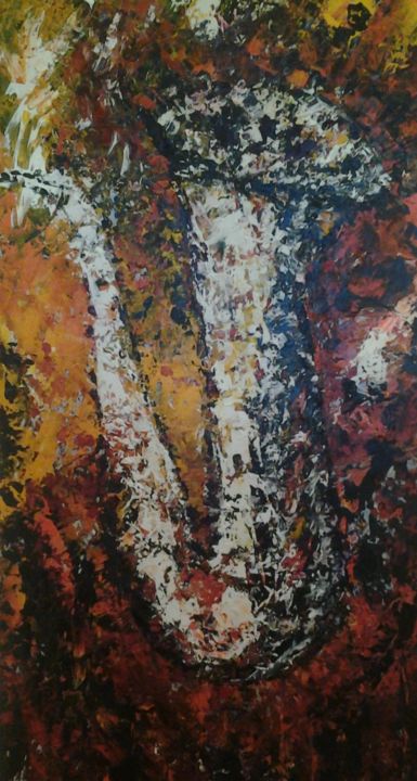 Картина под названием "INSTRUMENTAL" - Michèle Paba, Подлинное произведение искусства, Масло