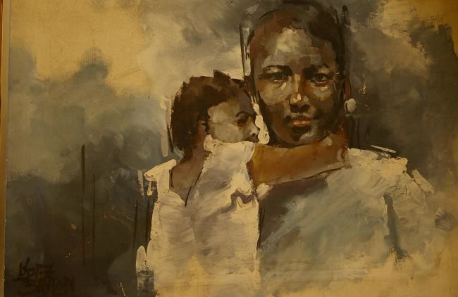 Peinture intitulée "MATERNIDAD POR LISA…" par Lisandro Lopez Baylon, Œuvre d'art originale