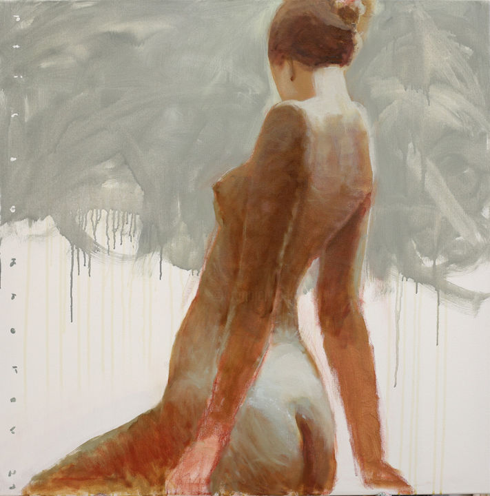 Painting titled "В студии. Муза." by Yury Khorev, Original Art, Oil