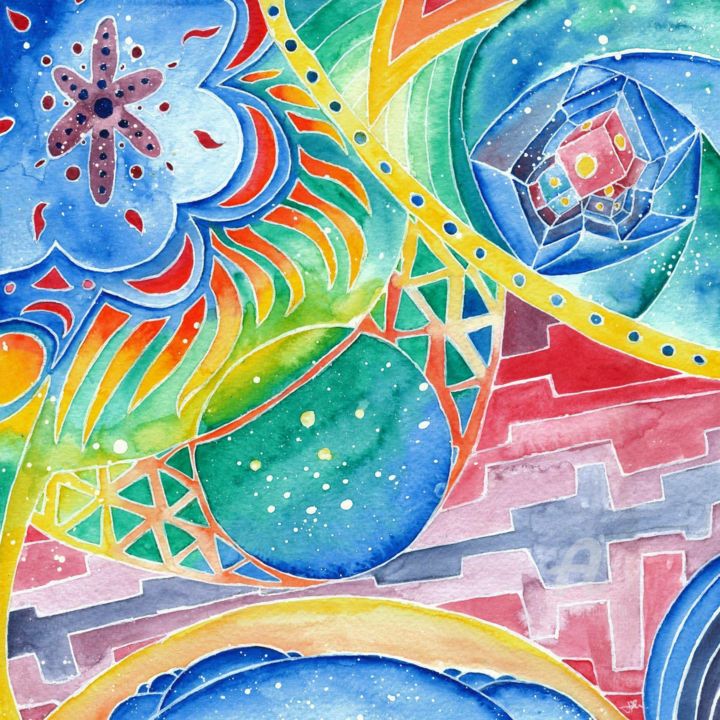 Malerei mit dem Titel "Galaxies" von Elicheva, Original-Kunstwerk, Aquarell