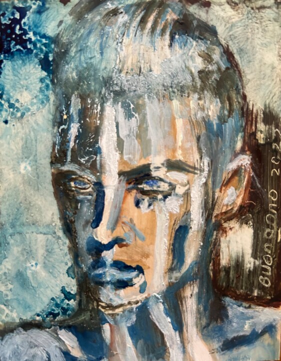 Peinture intitulée "Un homme mystérieux" par Lisbeth Buonanno, Œuvre d'art originale, Huile