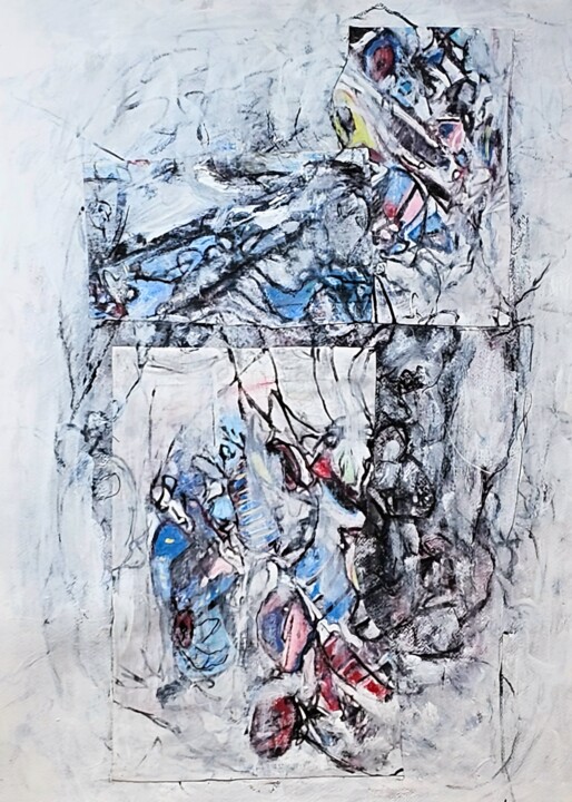 Картина под названием "L'homme en gris et…" - Lise Poitras, Подлинное произведение искусства, Акрил