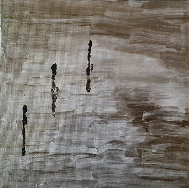 Painting titled "MISTY WHITE" by Lisette Van Der Heijde, Original Artwork, Acrylic