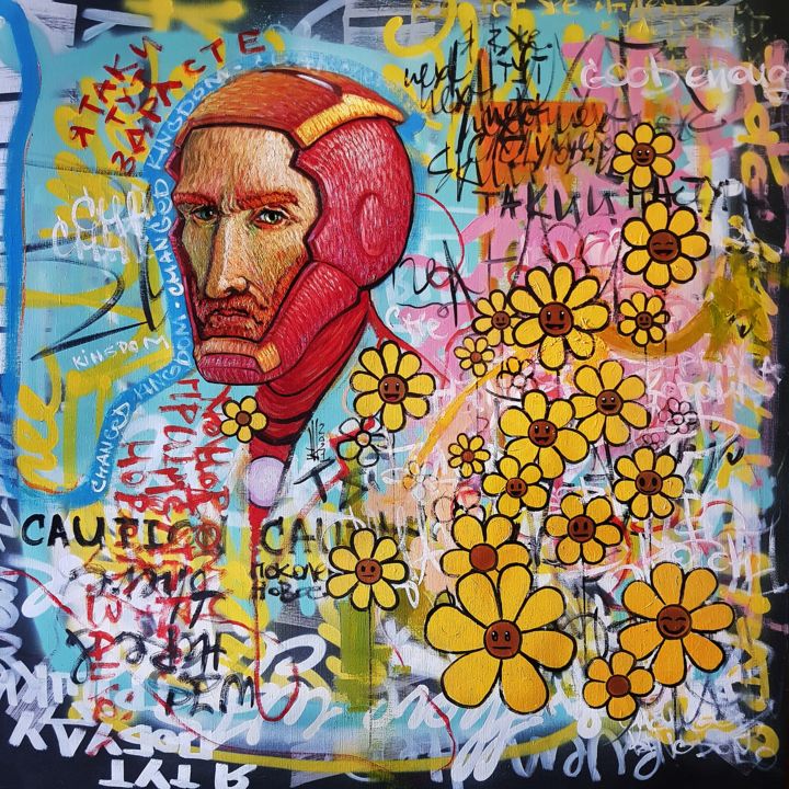 Painting titled ""Generation Y"" by Eld Roland Art Collaboration, Original Art, Oil Mounted on Stretcher frame