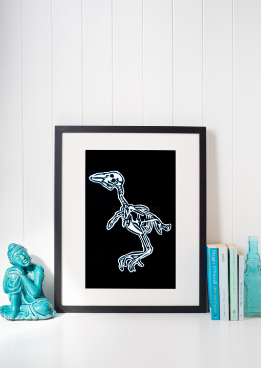 Gravures & estampes intitulée "squelette d'oiseau" par Lison Zurawicz, Œuvre d'art originale, Gravure