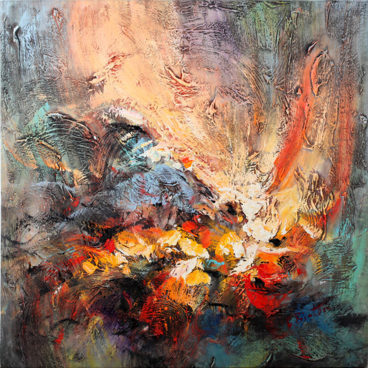 Painting titled "Fire" by Liss Art Studio, Original Artwork, Oil