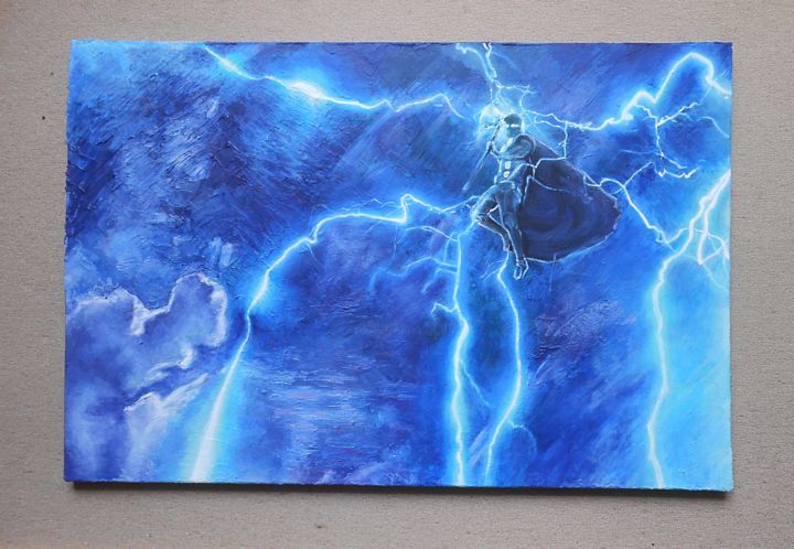 Картина под названием "Lightning Thor, Ori…" - Lissygaleart, Подлинное произведение искусства, Акрил