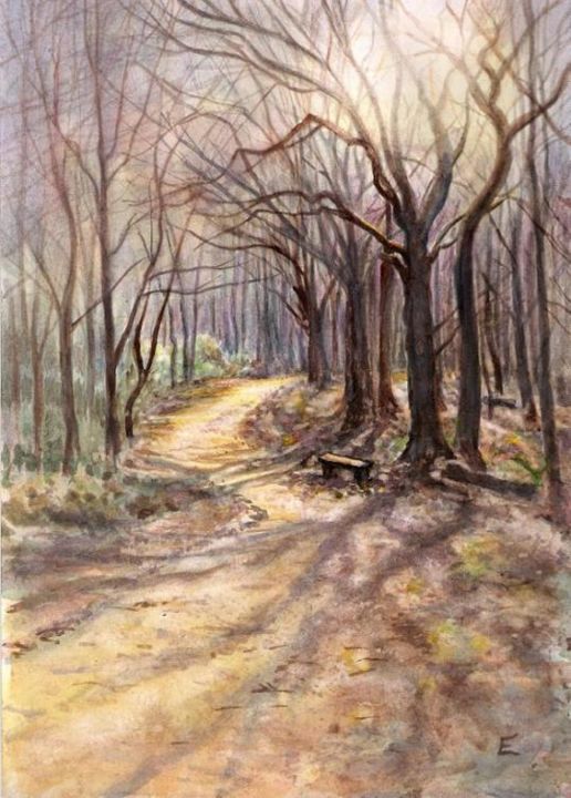 Malarstwo zatytułowany „Woodland” autorstwa Elizabeth Stringer, Oryginalna praca