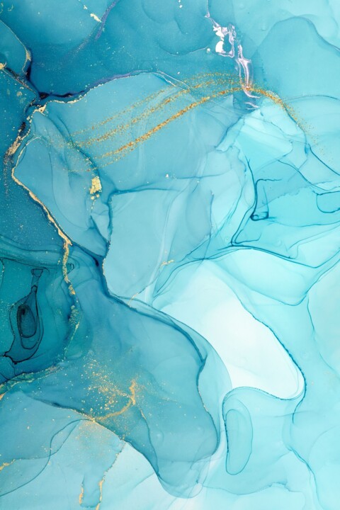 Arts numériques intitulée "oceanic blues" par Littletreasure2024, Œuvre d'art originale, Peinture numérique