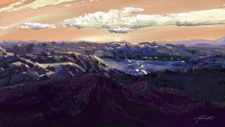 Dessin intitulée "Purple Land" par Skywalker, Œuvre d'art originale, Autre