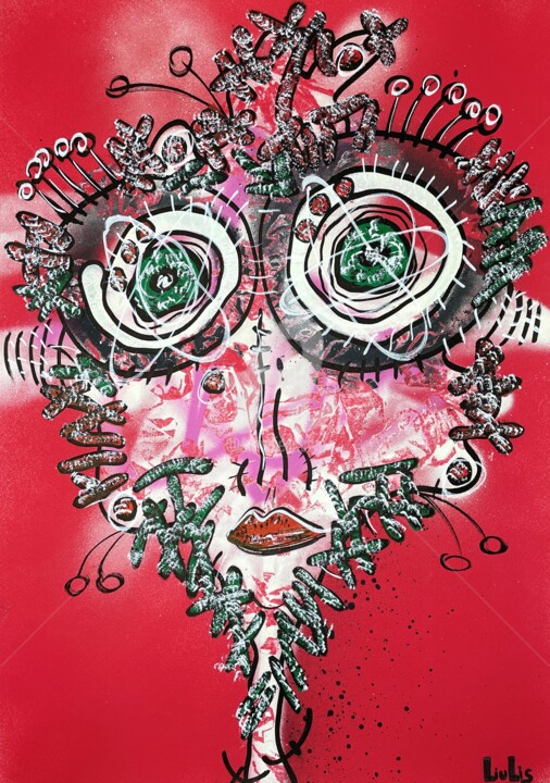 Картина под названием "Power of thought" - Liu Lis, Подлинное произведение искусства, Рисунок распылителем краски