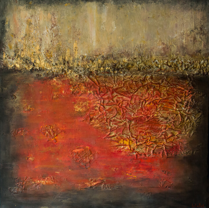 제목이 "Red Tide"인 미술작품 Lala Belyaevskaya (Lalabel)로, 원작, 아크릴 나무 들것 프레임에 장착됨