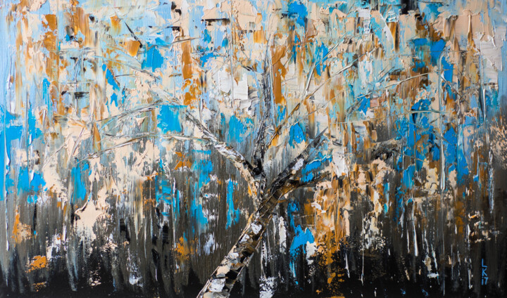 Картина под названием "Birch branches" - Liubov Kuptsova, Подлинное произведение искусства, Масло