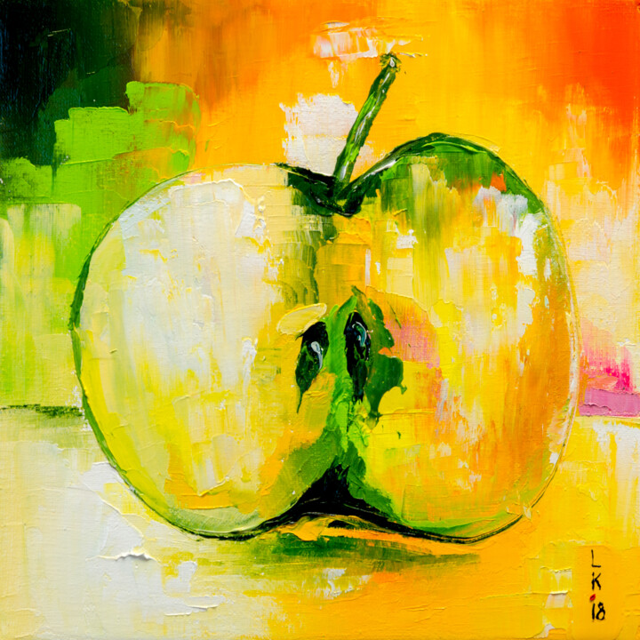 Schilderij getiteld ""Apple"" door Liubov Kuptsova, Origineel Kunstwerk, Olie