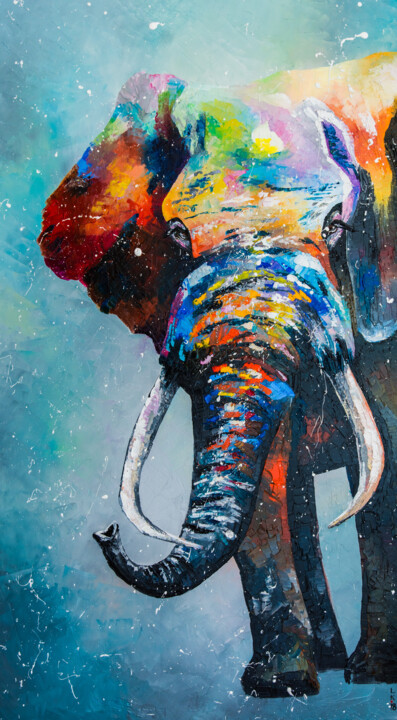 Pintura titulada "Elephant" por Liubov Kuptsova, Obra de arte original, Oleo