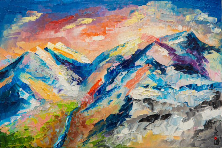 Painting titled "Himalayan landscape…" by Liubov Kuptsova, Original Artwork, Oil