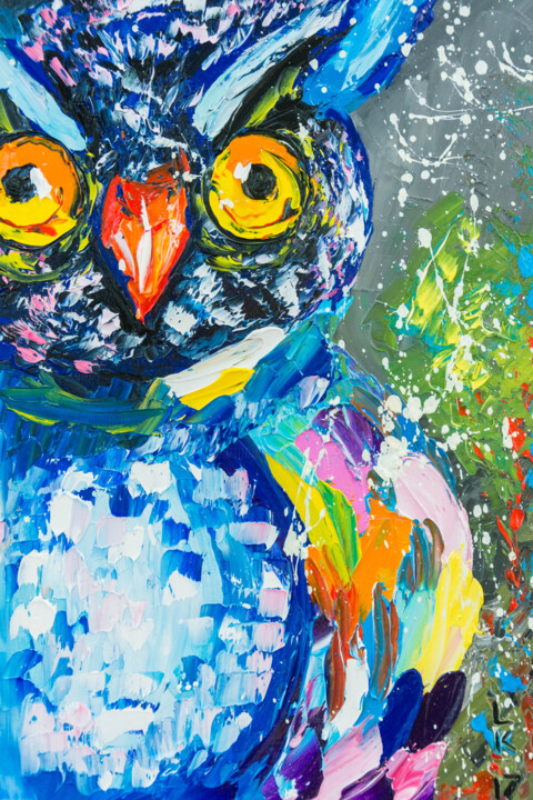 Painting titled "Owl" by Liubov Kuptsova, Original Artwork, Oil