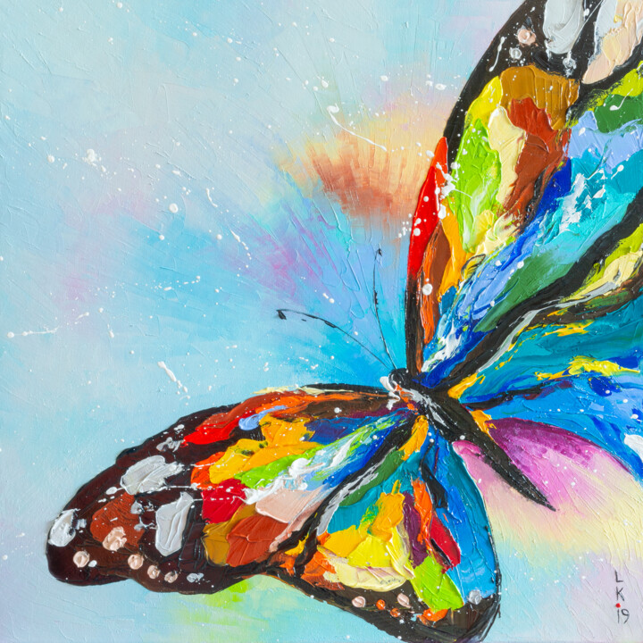 Painting titled "Butterfly 2" by Liubov Kuptsova, Original Artwork, Oil