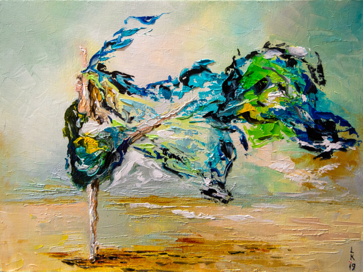 Painting titled "In dance" by Liubov Kuptsova, Original Artwork, Oil Mounted on Wood Stretcher frame