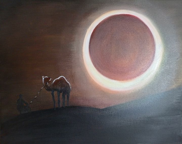 Schilderij getiteld "Eclipse of the sun" door Liudmila Malliaras, Origineel Kunstwerk, Acryl